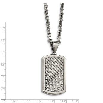 Stainless Steel Polished Weaved Pattern Dogtag Necklace