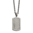 Stainless Steel Polished Weaved Pattern Dogtag Necklace