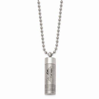 Stainless Steel Brushed & Polished Laser Design Opens Capsule 22in Necklace