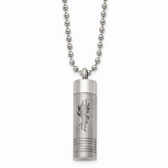 Stainless Steel Brushed & Polished Laser Design Opens Capsule 22in Necklace