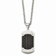 Stainless Steel Brushed Black Leather Dogtag Necklace