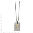 Stainless Steel w/18k Matte and Polished Diamond Square Necklace