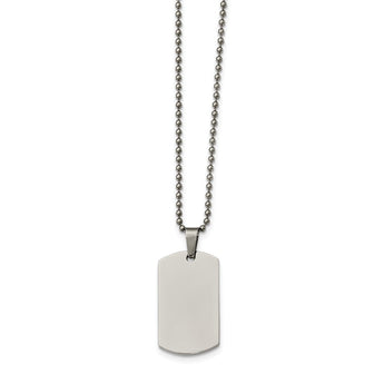 Stainless Steel Brushed & Polished Rounded Edge 2mm Thick Dog Tag Necklace