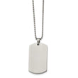 Stainless Steel Brushed & Polished Rounded Edge 4mm Thick Dog Tag Necklace