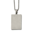 Stainless Steel Brushed & Polished Squared 4mm Thick Dog Tag Necklace