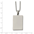 Stainless Steel Brushed & Polished Squared 4mm Thick Dog Tag Necklace