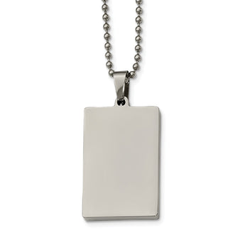 Stainless Steel Brushed & Polished Squared 4mm Thick Dog Tag Necklace