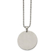 Stainless Steel Brushed & Polished Circle 2mm Thick Dog Tag Necklace