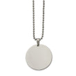 Stainless Steel Brushed & Polished Circle 2mm Thick Dog Tag Necklace