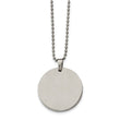 Stainless Steel Brushed and Polished Circle 4mm Thick Dog Tag Necklace