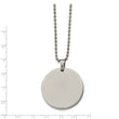 Stainless Steel Brushed and Polished Circle 4mm Thick Dog Tag Necklace