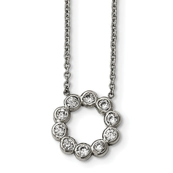 Stainless Steel Polished CZ Necklace