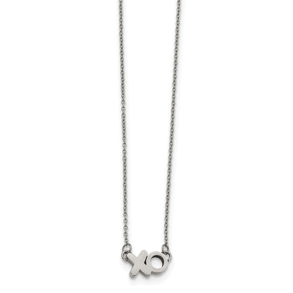 Stainless Steel Polished XO Necklace