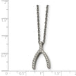 Stainless Steel w/CZ Wishbone Necklace