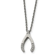 Stainless Steel w/ CZ Wishbone Necklace