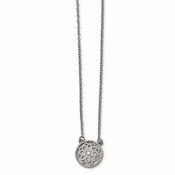 Stainless Steel Polished CZ 2mm Necklace