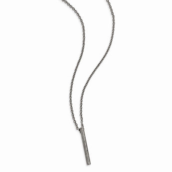 Stainless Steel Polished CZ Bar Necklace