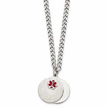 Stainless Steel Brushed 2 piece Medical Pendant Necklace