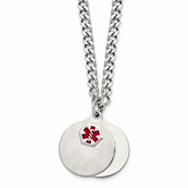 Stainless Steel Brushed 2 piece Medical Pendant Necklace