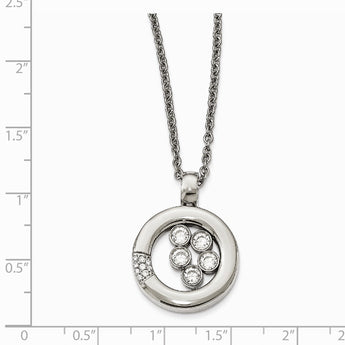 Stainless Steel Polished Circle CZ Necklace