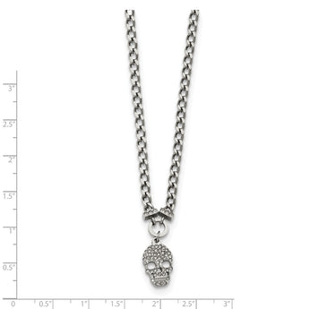 Stainless Steel Polished Crystal Skull Necklace