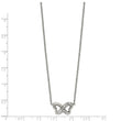 Stainless Steel Polished CZ Interlocking Hearts with 2in. Ext. Necklace