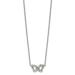 Stainless Steel Polished CZ Interlocking Hearts with 2in. Ext. Necklace