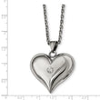 Stainless Steel Polished w/ Crystal Heart Necklace