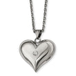 Stainless Steel Polished w/ Crystal Heart Necklace