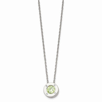 Stainless Steel Polished CZ May Birthstone Necklace