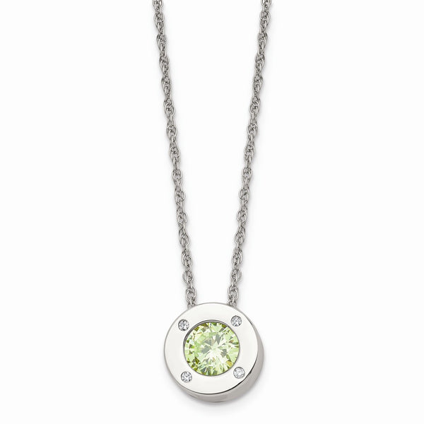 Stainless Steel Polished CZ May Birthstone Necklace