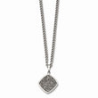 Stainless Steel Polished with Silver Druzy Necklace