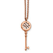Stainless Steel Polished Rose IP-plated Key 18.25in Necklace