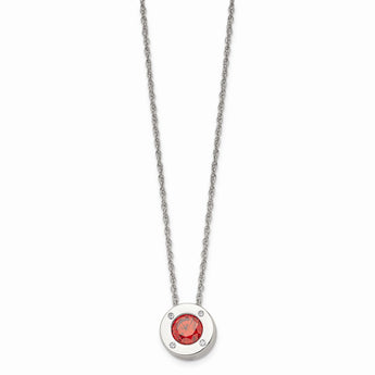 Stainless Steel Polished CZ July Birthstone Necklace