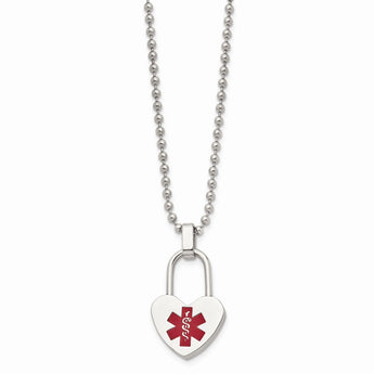 Stainless Steel Small Heart Medical Pendant Necklace