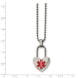 Stainless Steel Small Heart Medical Pendant Necklace