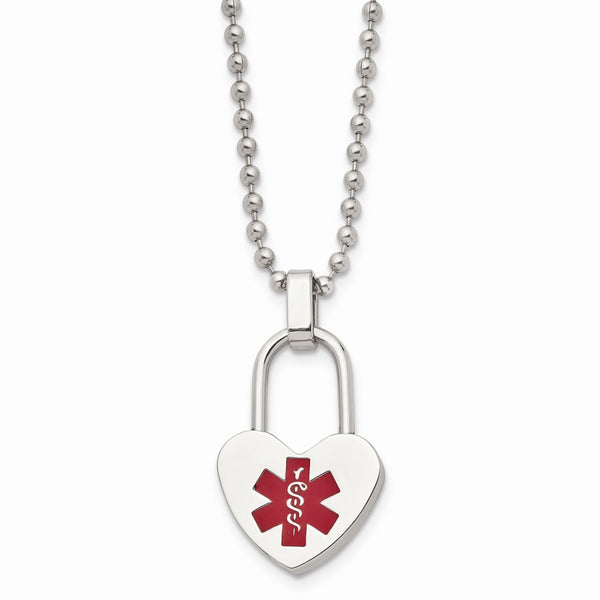 Stainless Steel Small Heart Medical Pendant Necklace