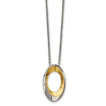 Stainless Steel Polished Gold IP-plated Oval Necklace