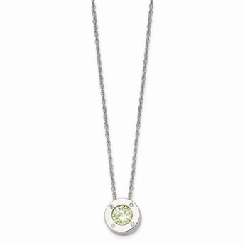 Stainless Steel Polished CZ August Birthstone Necklace