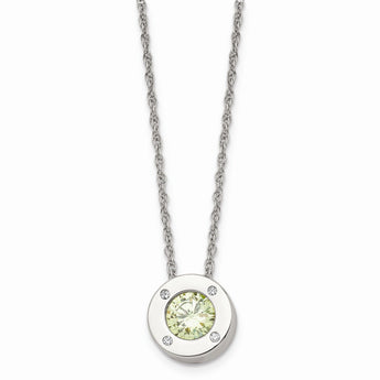 Stainless Steel Polished CZ August Birthstone Necklace