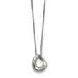 Stainless Steel Polished Wavy Circle 2 Crystal Necklace