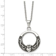 Stainless Steel Polished and Antiqued Claddagh Necklace