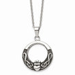 Stainless Steel Polished and Antiqued Claddagh Necklace