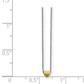 Stainless Steel Yellow IP-plated Polished Heart 16in Necklace