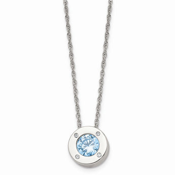 Stainless Steel Polished CZ December Birthstone Necklace