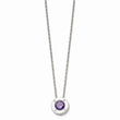 Stainless Steel Polished CZ February Birthstone Necklace