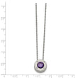 Stainless Steel Polished CZ February Birthstone Necklace