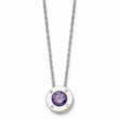 Stainless Steel Polished CZ February Birthstone Necklace