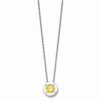 Stainless Steel Polished CZ November Birthstone Necklace