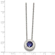Stainless Steel Polished CZ September Birthstone Necklace